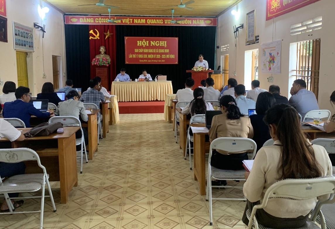 Đảng ủy xã Quang Minh tổ chức Hội nghị Ban Chấp hành Đảng bộ xã lần thứ 17 khóa XXIV, nhiệm kỳ 2020 - 2025 (Mở rộng)