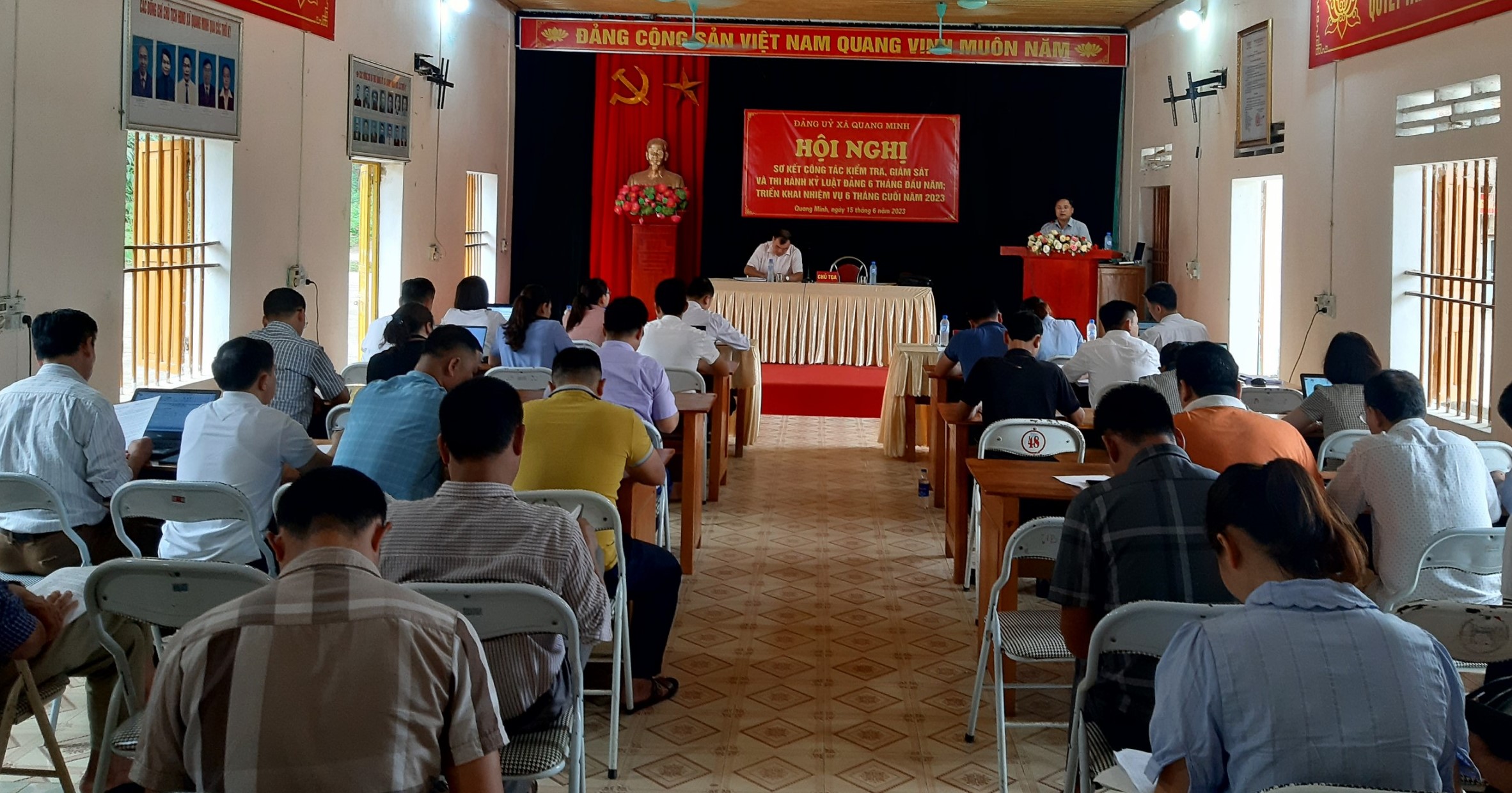 Đảng ủy xã Quang Minh tổ chức Hội nghị sơ kết công tác kiểm tra, giám sát và thi hành kỷ luật Đảng 6 tháng đầu năm, triển khai nhiệm vụ 6 tháng cuối năm 2023